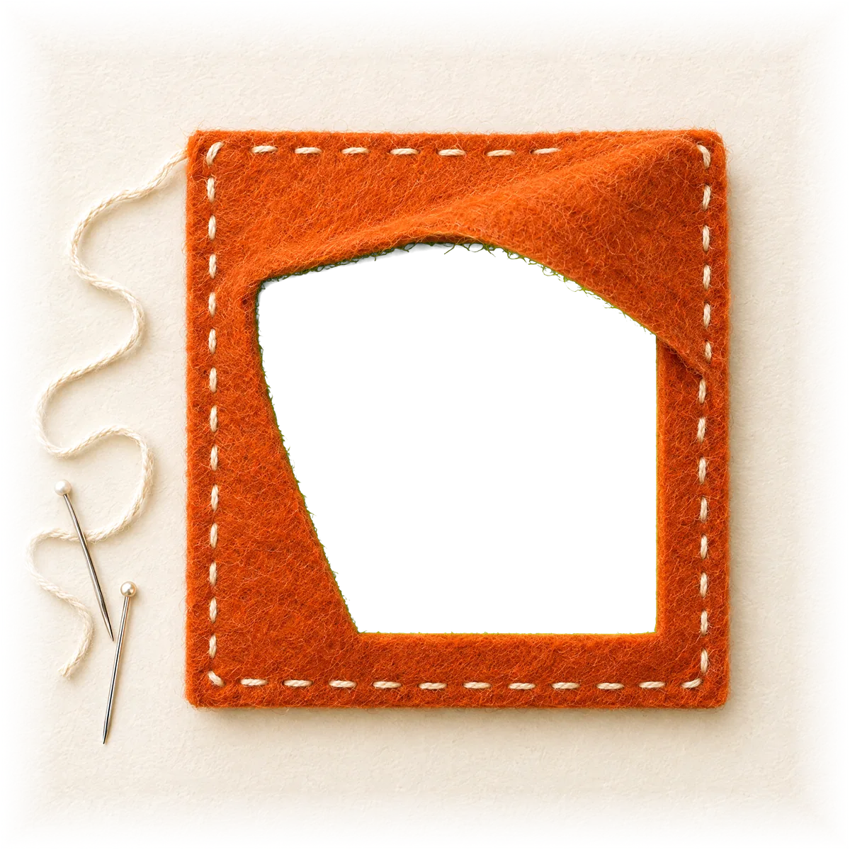 Tasca di feltro arancio cucita a mano che si apre sul software per società sportive